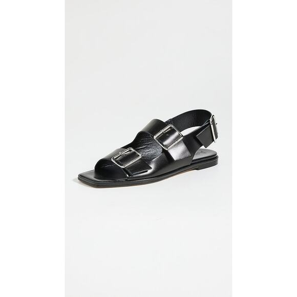 Aeyde Thekla Buckled Leather Sandals Black - IT 37.5/US 7.5 - Picture 4 of 8